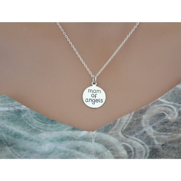 Sterling Silver Miscarriage Memorial Charm -Mom of Angels Necklace